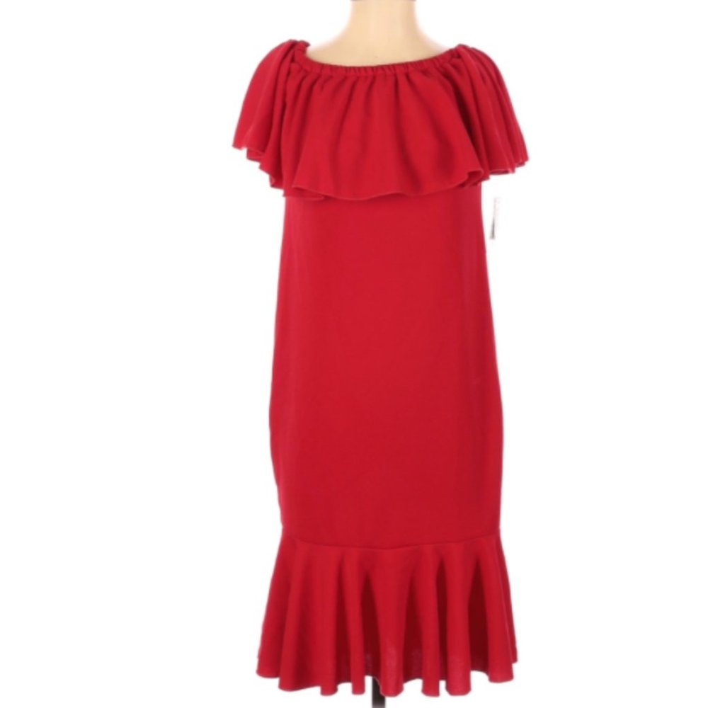 Lularoe Cici Dress Ruffled Off-The-Shoulder Red
